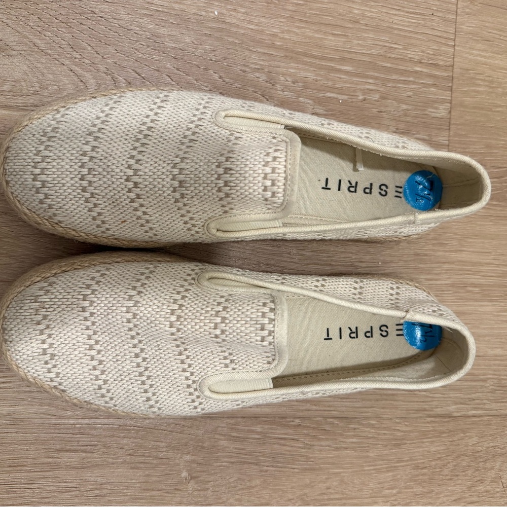 Women’s Cream Knit Slip-On Espadrille Mules size 7.5